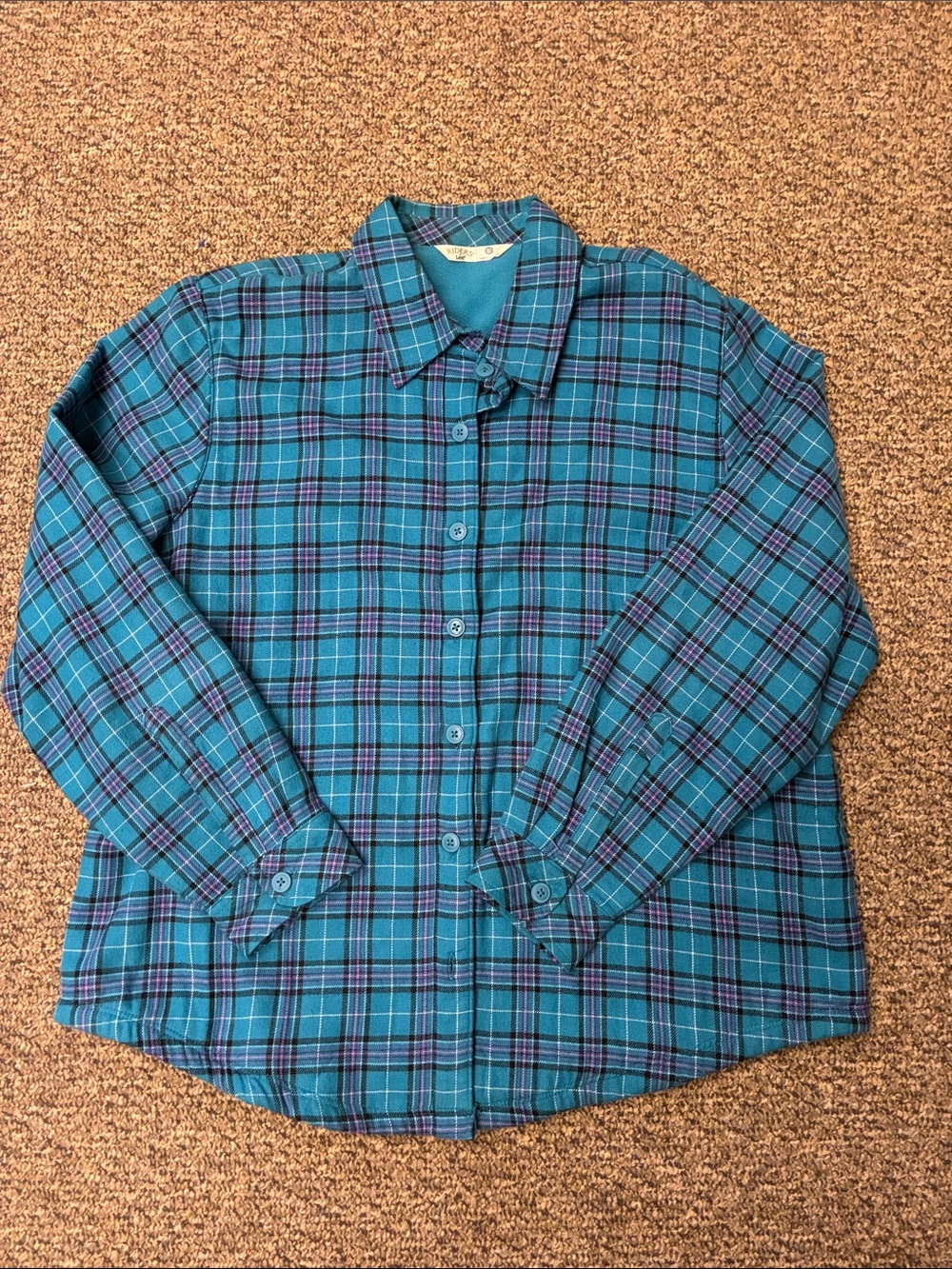 Lee Women's Teal Plaid Button-Down Shirt Flannel XL
